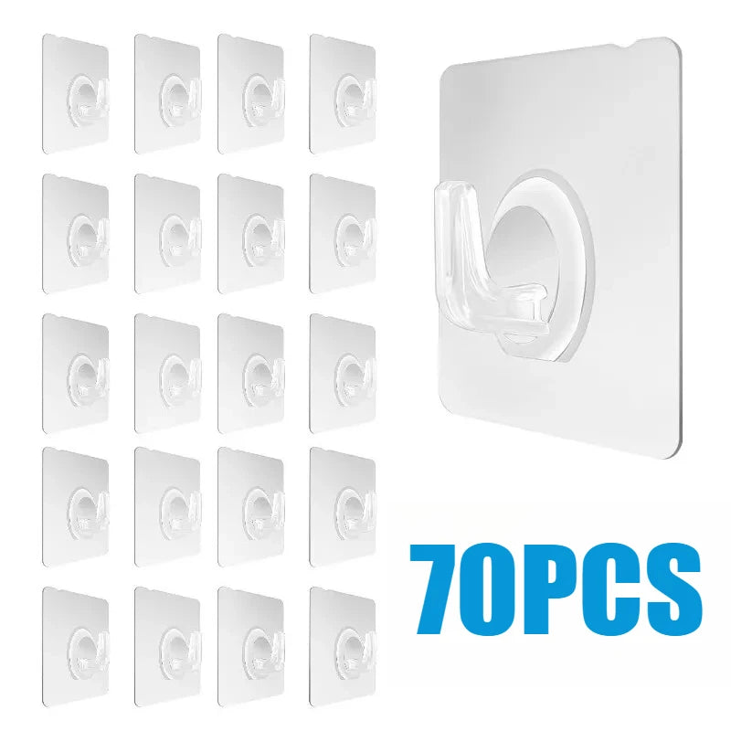 30PCS Wall Hooks Transparent Strong Self Adhesive Key Towel Door Wall Hanger Hanging Kitchen Bathroom Accessories Hooks