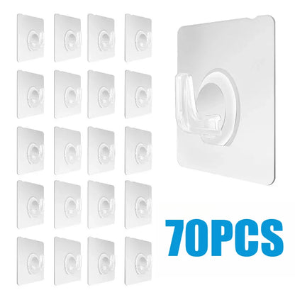 30PCS Wall Hooks Transparent Strong Self Adhesive Key Towel Door Wall Hanger Hanging Kitchen Bathroom Accessories Hooks