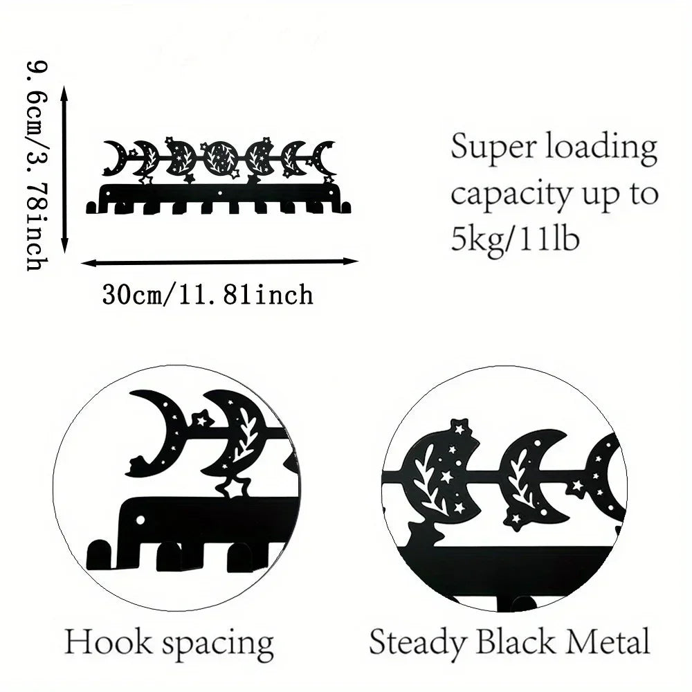 CIFBUY Key Holder Wall Mounted Key Hooks For Wall Decorative With 5 Hooks Black Metal Key Organizer Rack Hanger Iron Art Artwork