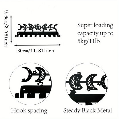 CIFBUY Key Holder Wall Mounted Key Hooks For Wall Decorative With 5 Hooks Black Metal Key Organizer Rack Hanger Iron Art Artwork