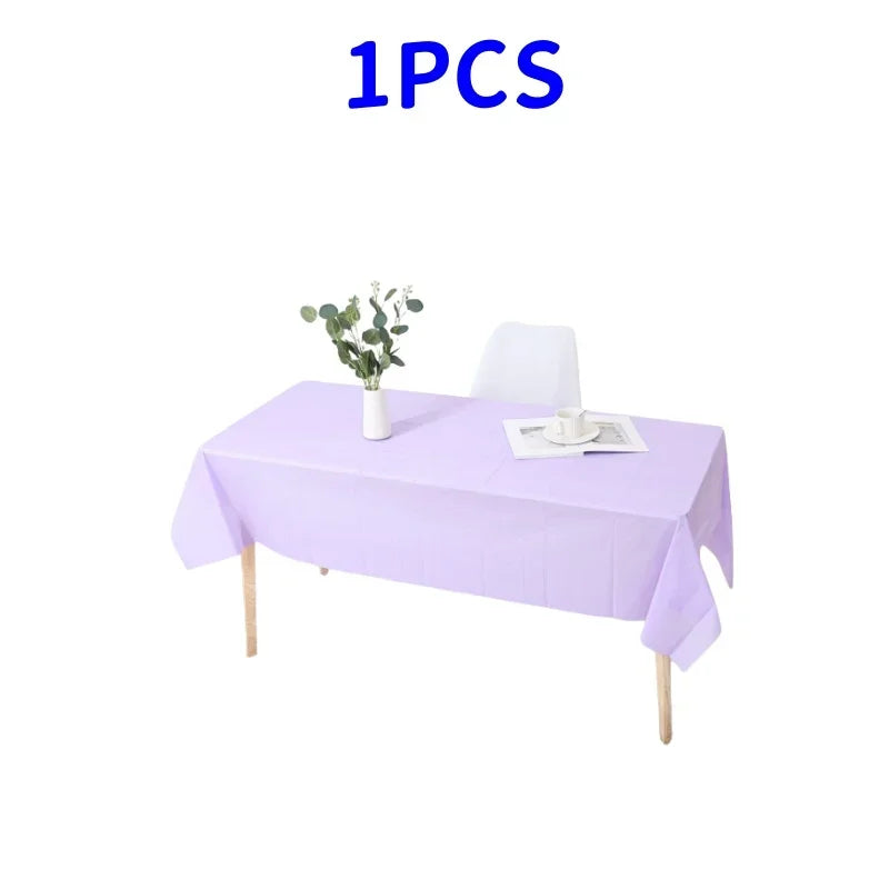 1pc Reusable Tablecloths 137x183cm BPA Free Plastic Dining Table Cover Cloth for Parties Picnic Camping Disposable Tablecloths