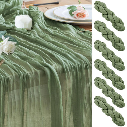 6pcs Cheesecloth Table Runner Boho Gauze Table Runner 40x270cm for Wedding Bridal Shower Birthday Party
