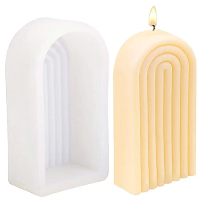 Rainbow Arch Candle Mold, Striped U-Shaped Silicone Mold, Abstract Architectural Resin Moulds for Soap Tray, Handmade Candle 1pc