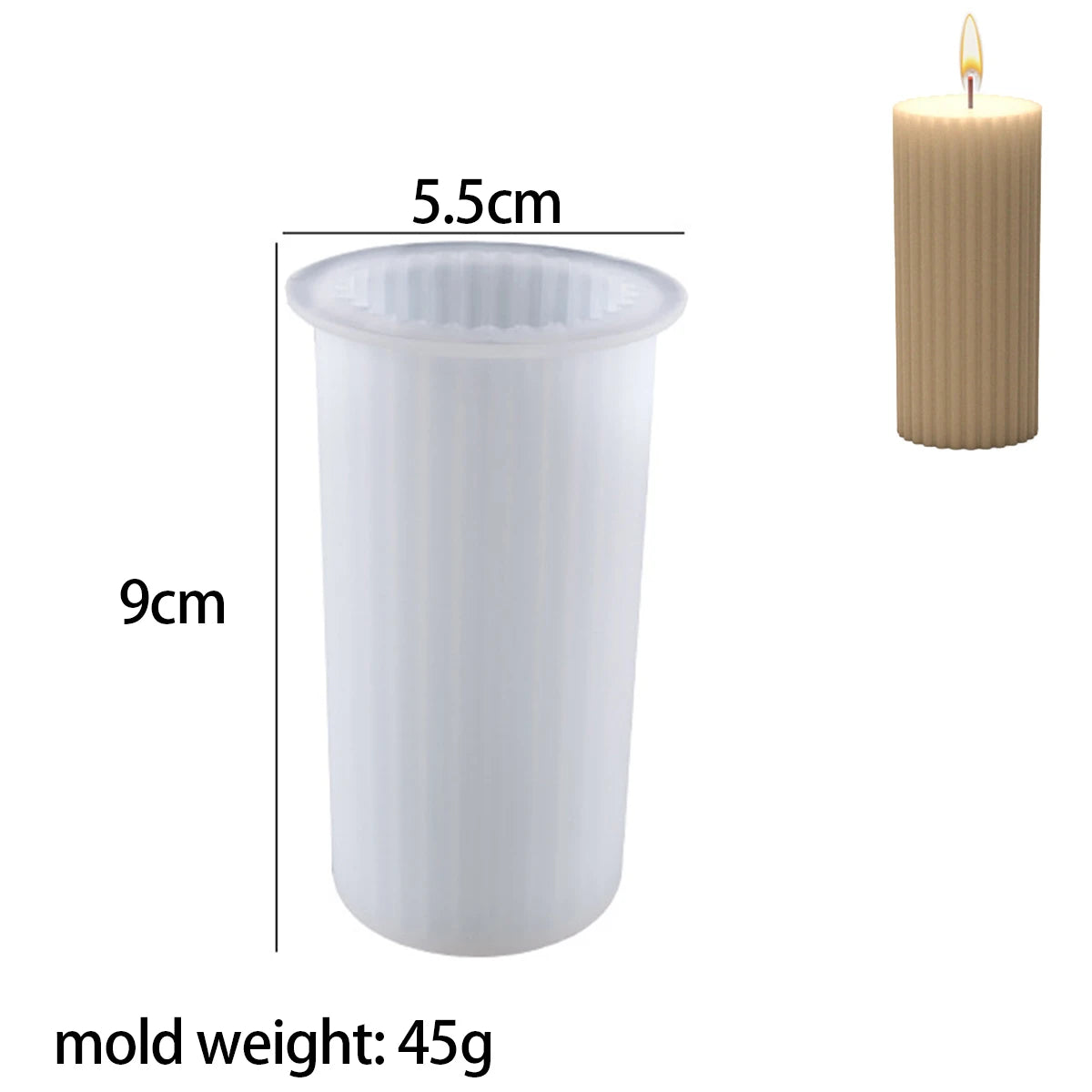 Classical Striped Roman Cylindrical Silicone Candle Mold Columnar Striped DIY Candle Holder Making Design Shape Candle Handmade