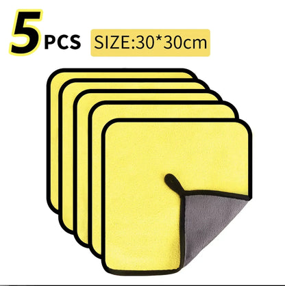 3/5/10Pcs Microfiber Car Wash Towels 30*30CM/30*60cm Double Sided Car Cleaning Drying Cloth for Car Care Kitchen Use