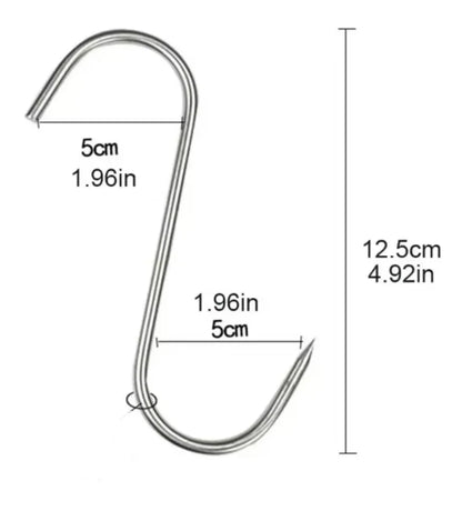 Stainless Steel S Hooks with Sharp Tip Utensil Meat Clothes Hanger Hanging Hooks for Butcher Shop Kitchen Baking Tools