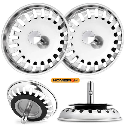 1 PCS Waste Plug Premium Kitchen Sink Strainer Replacement Basin Drain Filter Stainless Steel 80mm/82mm/84mm 2 Sizes Fixing Pin