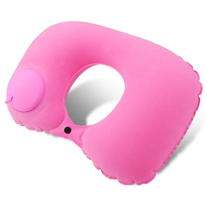 1pc U-Shaped Auto-Inflate Neck Pillow Home Office Car Use Travel Pillow Portable Comfortable Flocking Surface Pillow Gift