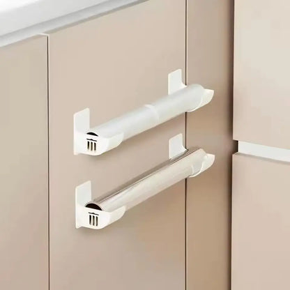 Wall Mounted Organizer No Hole Storage Tray Kitchen Shelf Cling Film Trash Bag Organizer Cabinet Refrigerator Side Storage Shelf