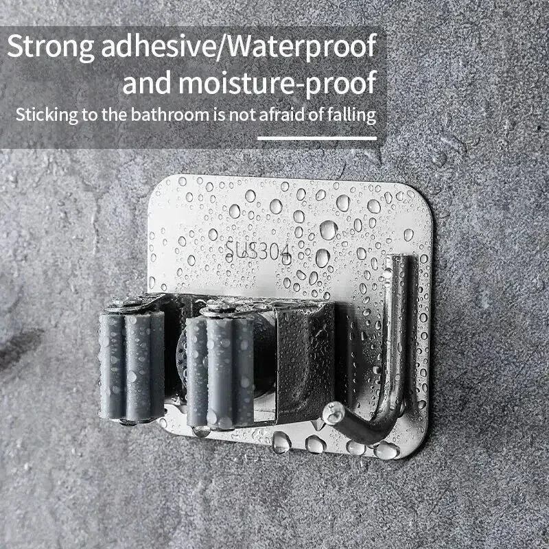 Adhesive Wall Multi-Purpose Hooks Mop & Broom Hanger Hook for Kitchen Bathroom Home Organizer - Easy Hanging No Drill Required