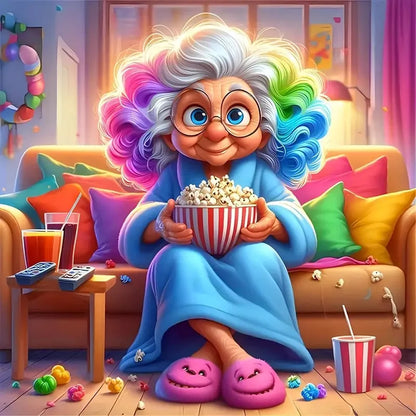 HUACAN Grandma Diamond Painting Old Lady Diamond Mosaic Colorful DIY 5D Wall Painting Home Decor
