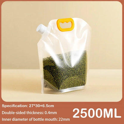 Portable Grain Storage Bag Airtight Containers With Handle Rotary Cover Large Capacity Grain Storage Pouch Fresh Keeping Bags
