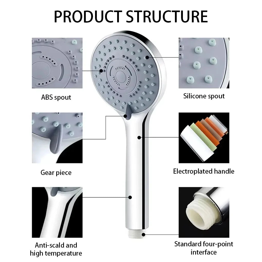 Shower 3 Kit Boosted 5-Speed Large Water Outlet Shower Set Of 3-Piece Household Handheld Large Panel Bathroom Shower