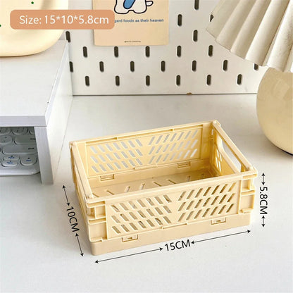 Foldable Storage Box with Handles Collapsible Crate for Toys, Cosmetics & Desk Organization