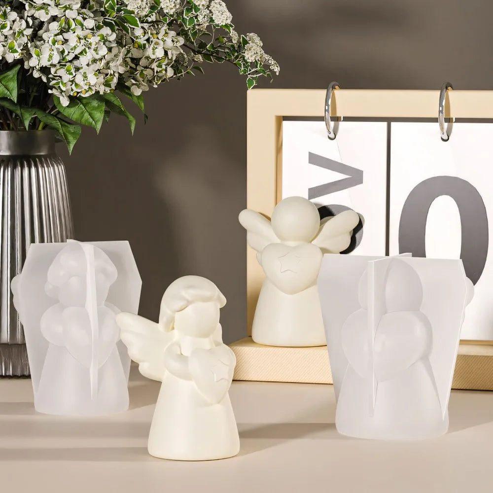 1pcs  Heart Wings Angel Silicone Mold DIY Human Sculpture Candle Gypsum Resin Mould Home Decor Birthday Gift