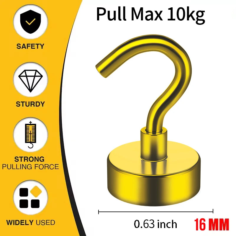 3/6Pcs Magnetic Hooks Heavy Duty, 25 LBS Strong Magnets with Metal Hooks for Refrigerator, Kitchen, Workplace