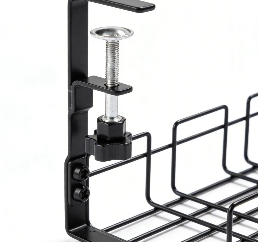 Metal under Table Storage Rack Cable Management Tray Wire Organizer for Home Office Desk No Punching Kitchen Storage Accessories