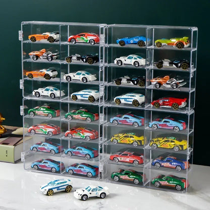 Acrylic Car Display Box 1:64 For Hot Wheels Car Model Toy 8 Grid Cabinet Rack Dustproof Stackable Car Storage Boxes Transparent