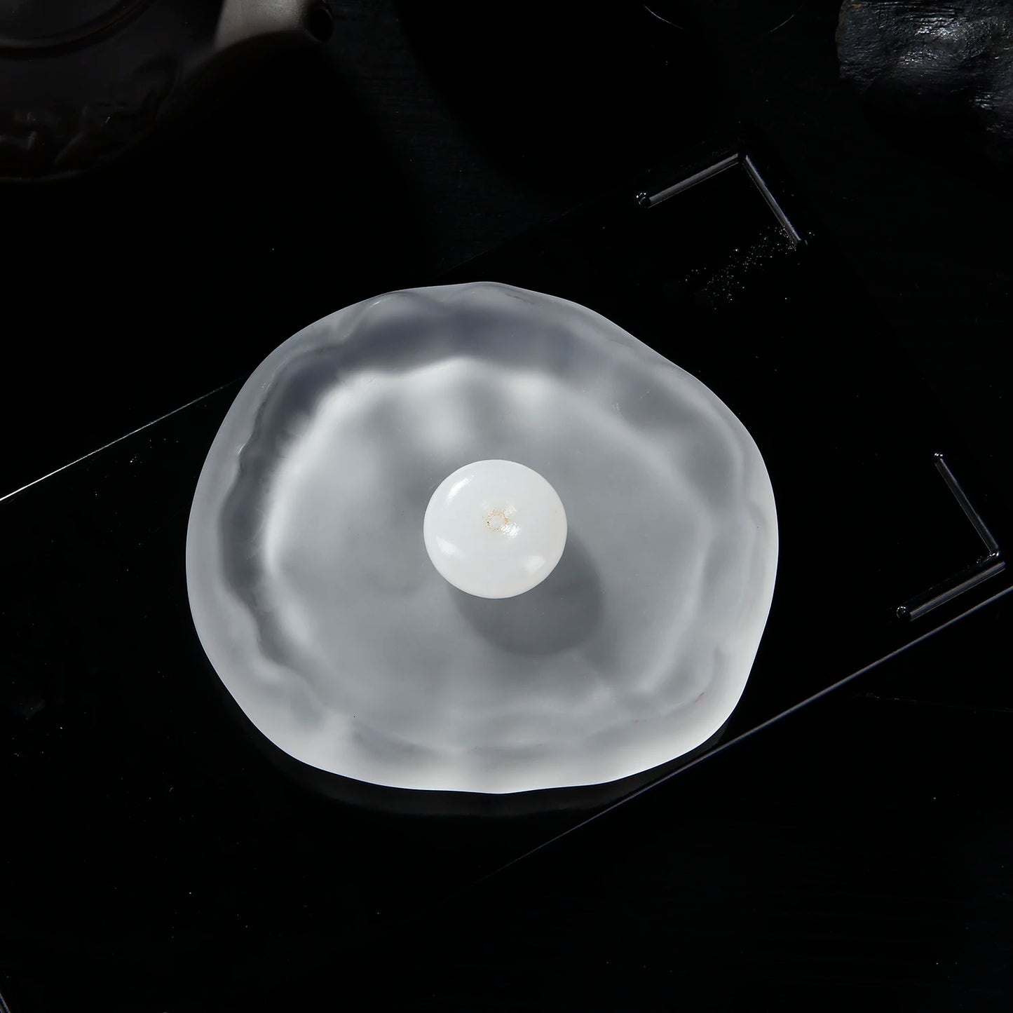 Mini Jade Incense Burner Incense Holder with Glass Incense Plate Ash Catcher Buddhism Supplies Home Decor