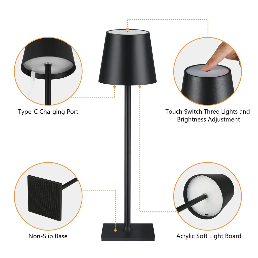Wireless Wine Bottle Lamp USB Rechargeable Table Light Touch Control Dimming LED Table Lamp for Bar Club Cafe Atmosphere Decor