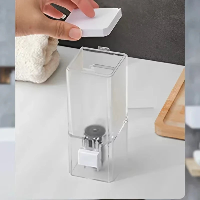 Homefish Wall Mounted Manual Press Soap Dispenser Punch-Free Traceless Installation Transparent Disinfectant Bottle for Bathroom