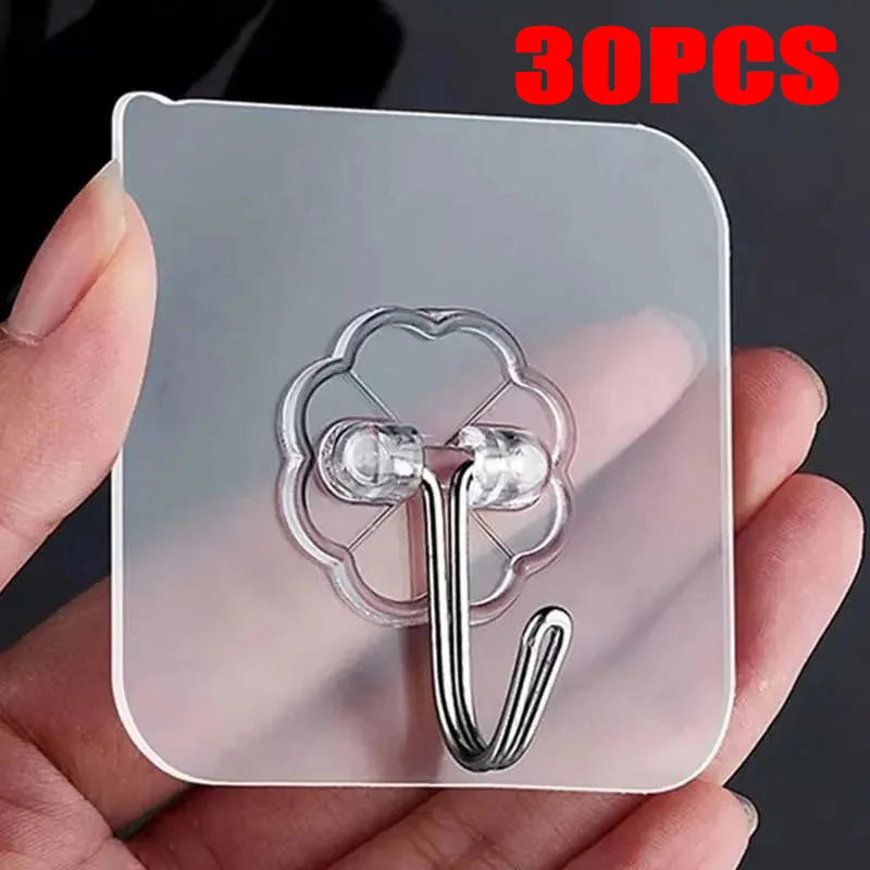 Self-adhesive Adhesive wall Hanging hooks Heavy Duty Transparent Seamless Hooks Keys Bathroom Shower Outdoor Kitchen Door Home