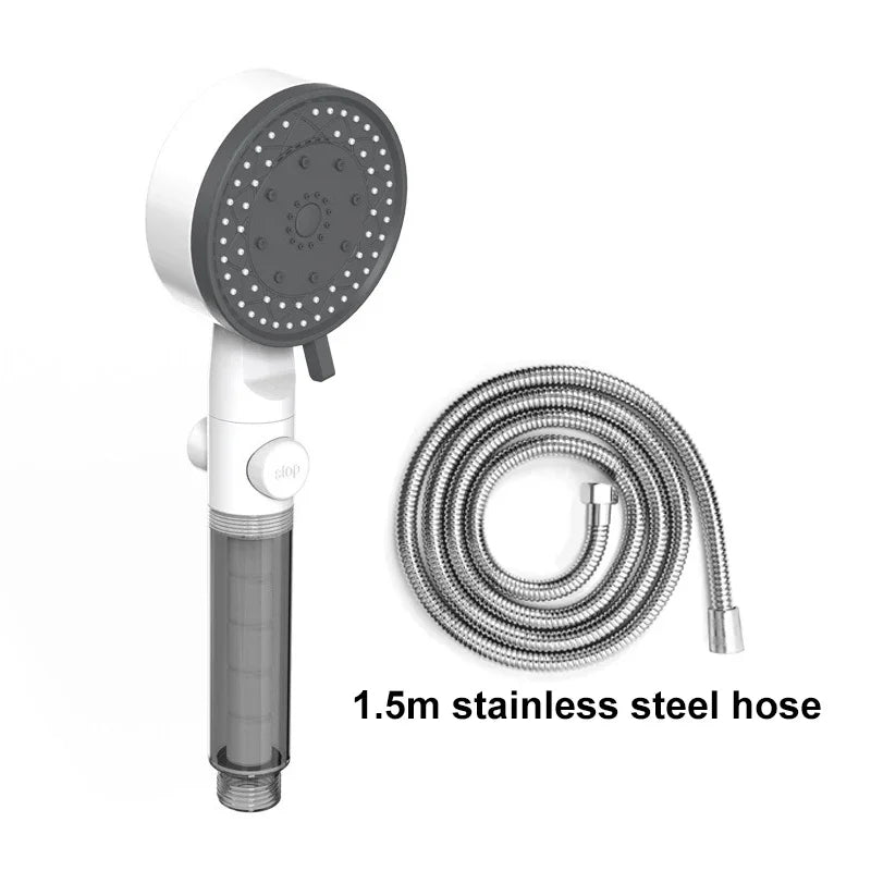 10 Spray High-Pressure Water Saving Filtered Shower Head Handheld Showerhead Fall Resistance Black White Bathroom Shower Nozzle