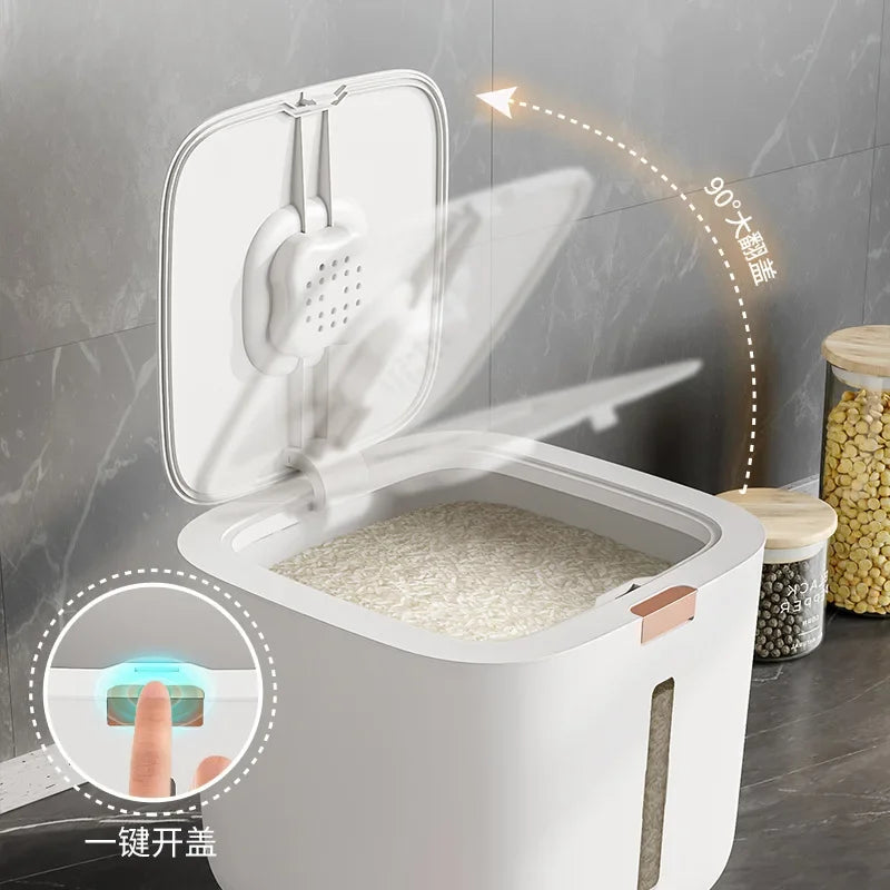 1PCS Thickened Moisture-Proof Rice Bucket with Lid Sealed Insect-Proof Canister for 5/10KG Pressed Noodles Powder Storage Box
