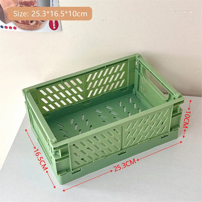 Foldable Storage Box with Handles Collapsible Crate for Toys, Cosmetics & Desk Organization