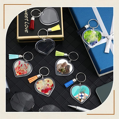 10pcs Transparent Photo Frame Keychain Tassels Snap-In Custom Insert Photo Acrylic Blank Keyring Clear Blank Picture Pendant