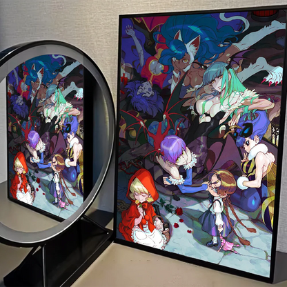 Darkstalkers Morrigan Aensland DIY Sticky Poster Waterproof Paper Sticker Coffee House Bar Home Decor