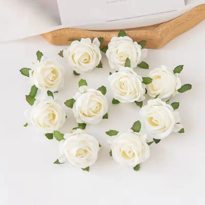 100PCS Artificial Flowers Diy Candy Box Cake Home Decor Christmas Decorative Wreaths Wedding Party Garden Roses Arch Silk Fake