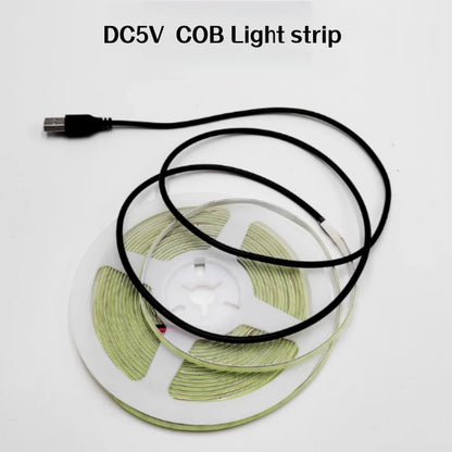 DC5V COB LED Light Strip With USB Power Supply Light 320LED/m High-Density Flexible LED Lamp 3000K/4500K/6500K COB Light Strip