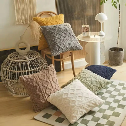 Plush Cushion Cover Geometric Sofa Pillow Cover for Living Room Sofa 45x45cm Decorative Pillow Home Decor Pillowcase