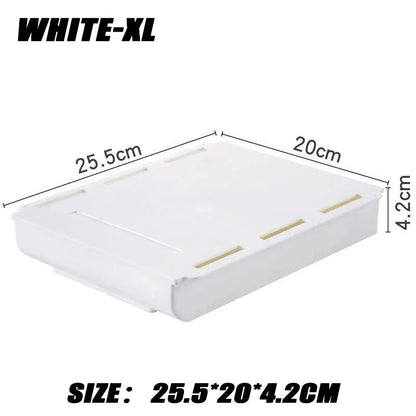 White SelfAdhesive Storage Drawer Box Makeup Pencil Tray Desk Hidden Under Desk Stand Self-adhesive Under-drawer Storage Box YH