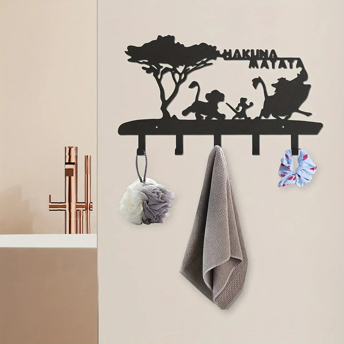 CIFBUY Key Holder Wall Mounted Key Hooks For Wall Decorative With 5 Hooks Black Metal Key Organizer Rack Hanger Iron Art Artwork