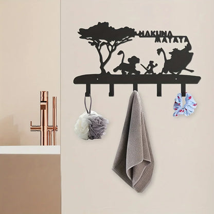CIFBUY Key Holder Wall Mounted Key Hooks For Wall Decorative With 5 Hooks Black Metal Key Organizer Rack Hanger Iron Art Artwork