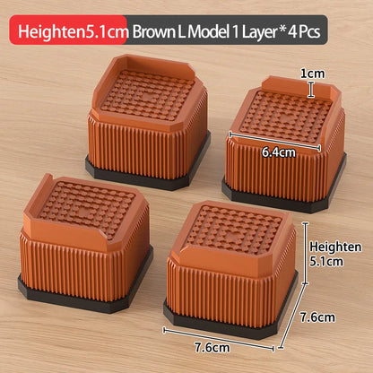 Adjustable Height Furniture Risers - High Load - Bearing, Triple Anti - Slip for Sofa, Bed & Desk