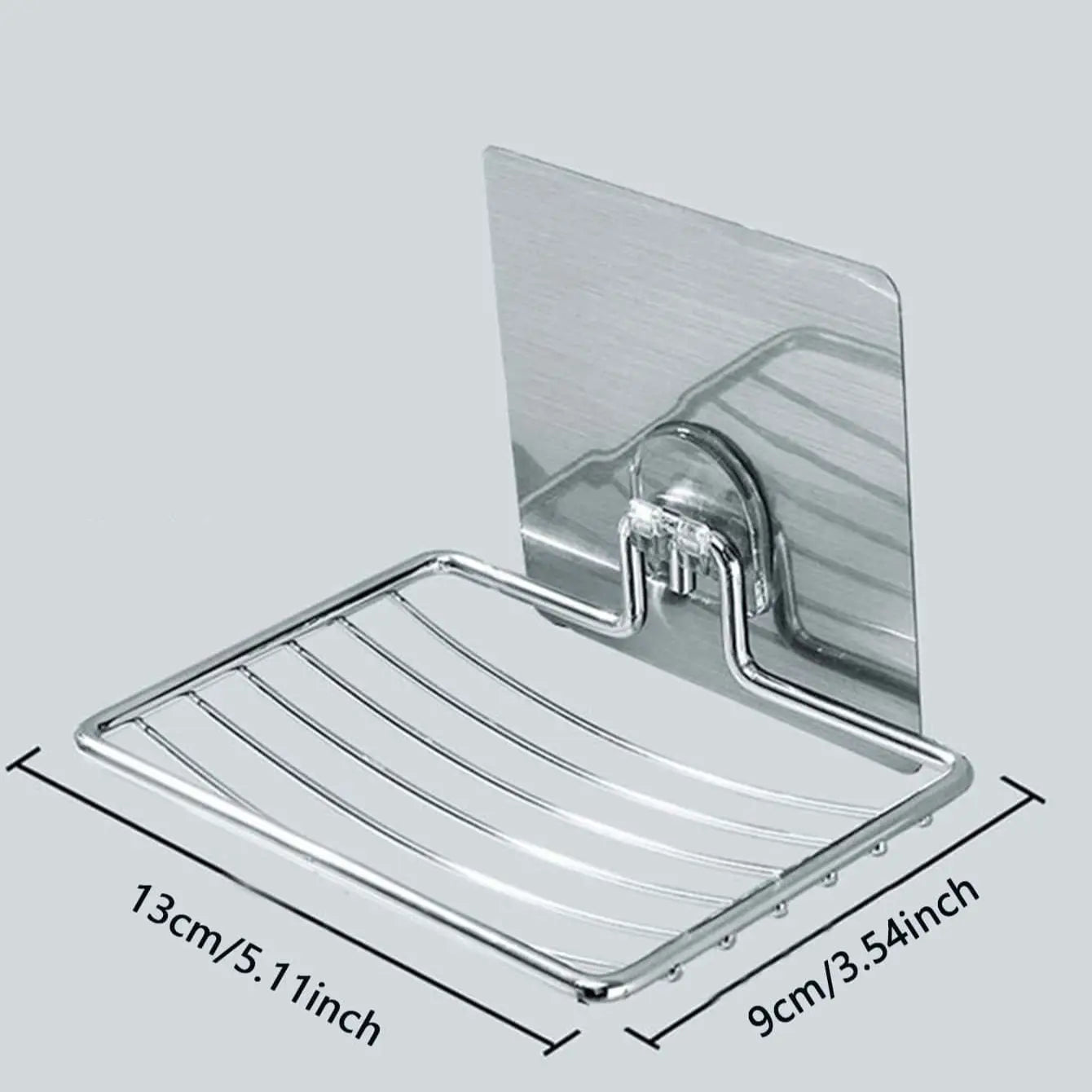 1pc-Stainless Steel Soap Rack Punch-free Nail-free Bathroom Single Layer Drain Wall Hanging Sucker Soap Box Light Luxury Shelf
