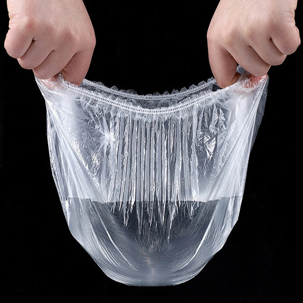 Disposable Food Cover Plastic Wrap Elastic Food Lids for Fruit Bowls Cups Caps Storage Kitchen Fresh Keeping Saver Bag 500pcs