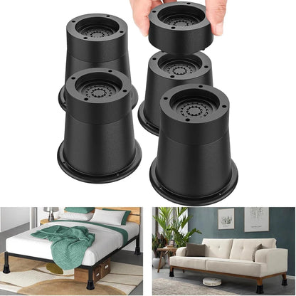 4Pcs Heavy Duty Furniture Riser Round Rubber Sofa Riser Supports Up to 6000 lbs for Sofa Table Bed Chair Bottom Leg Raiser