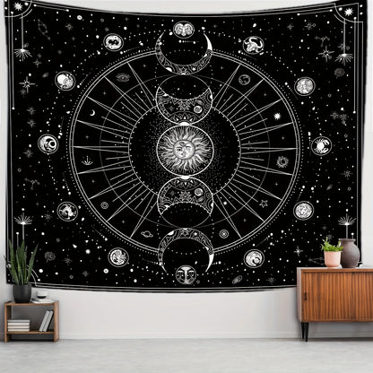 1pc Sun Moon Horoscope Divination Printed Tapestry Home DecorTapestry Wall Decor