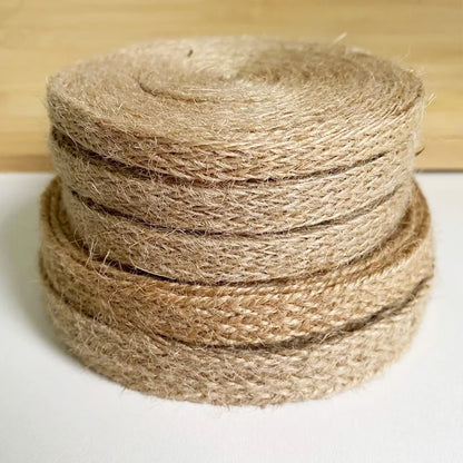 Flat Braided Jute Cords Burlap Ribbon Macrame Handmade DIY Craft Supplies Natural Hemp Rope Twine String Ribbon for Home Decor