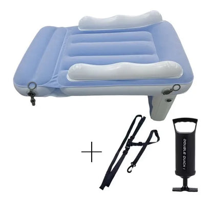 Infant Inflatable Mattress Kids Car Rear Car Mat Foldable Airplane Mattress Outdoor Travel Thickened Flocking Air Mattress