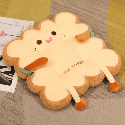 Comfy Cartoon Toast-Shaped Seat & Back Cushion – Washable Anti-Fatigue Pillow for Home/Office/Car (Perfect Gift for Christmas）