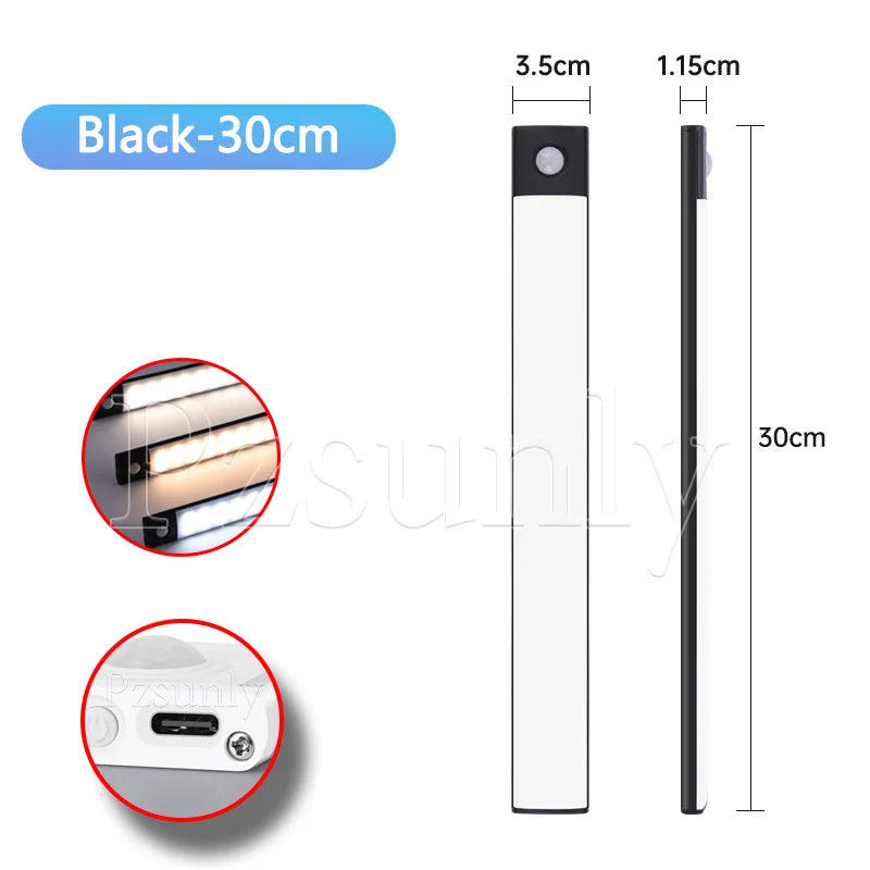 LED Bar Light Motion Sensor USB Rechargeable Led Night Light for Kitchen Wardrobe Cabinet Lighting 30cm/40cm/50cm Cabinet Light