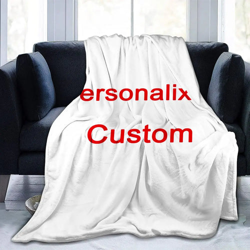 1 Piece of Customized Personalized Blanket Upload Pictures DIY Flannel Blanket - Customized Warm Photos, Soft and Warm, Suitable for Sofa, Bed, Office, Car and Outdoor Travel - Halloween, Thanksgiving, Birthday, Wedding, Coup