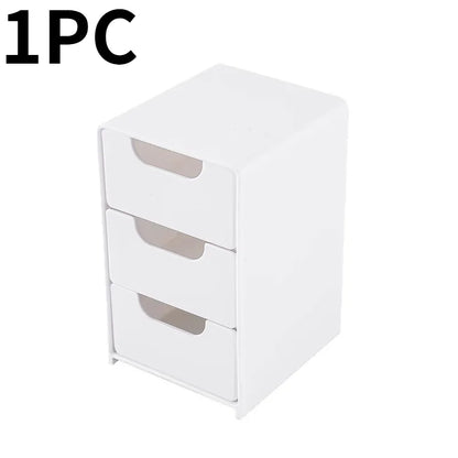 Multi-functional Drawer-style Storage Box 3-Tier Desktop Cosmetic Jewelry Organizer Office Snack Storage Box Portable Cabinet
