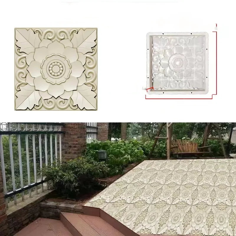 DIY Paving Casting Stepping Stone Square 1Pcs Road Concrete Mold Brick Antique Landscape Yard Decor Garden Reusable Making Tools