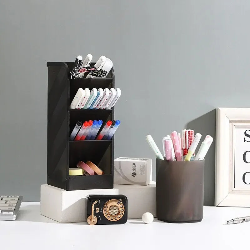 Kawaii Creative Desktop Transparent Organizer Frosted Diagonal Pen Holder For Student School Office Storage Pen Holder